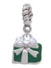 Small Green Enamel Present Rope Charm Bead Dangle