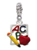 ABC Cutout School Slate Rope Charm Bead Dangle