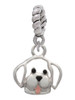 Small Outline Dog Face Rope Charm Bead Dangle