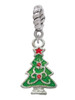 Green Christmas Tree with Red Crystals Rope Charm Bead Dangle