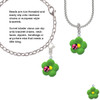 Resin Lime Green Daisy Flower with Hot Pink Ladybug Rope Charm Bead Dangle