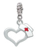 Open Heart with Nurse Hat Rope Charm Bead Dangle