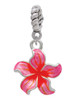 Hot Pink and Orange Plumeria Flower Rope Charm Bead Dangle