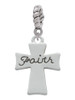 Faith Flat Cross Rope Charm Bead Dangle