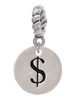 Disc 1/2'' - Symbol - Dollar Sign - $ - Rope Charm Bead Dangle