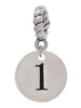 Disc 1/2'' Number - 1 - Rope Charm Bead Dangle
