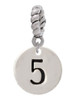 Disc 1/2'' Number - 5 - Rope Charm Bead Dangle