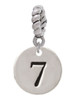 Disc 1/2'' Number - 7 - Rope Charm Bead Dangle