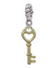 Open Gold Tone Heart Key Rope Charm Bead Dangle