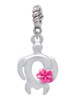 Open Sea Turtle with Hot Pink Plumeria Rope Charm Bead Dangle