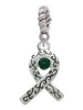 Scroll Ribbon with Green Crystal Rope Charm Bead Dangle
