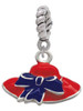 Red Hat With Purple Bow Rope Charm Bead Dangle