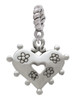 Large Heart with Flowers Rope Charm Bead Dangle