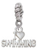 I Heart Swimming Rope Charm Bead Dangle