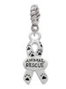 Small Paw Print Ribbon ''Animal Rescue'' Rope Charm Bead Dangle