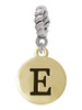 Capital Gold Tone Letter - E - Pebble Disc - Rope Charm Bead Dangle