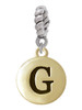 Capital Gold Tone Letter - G - Pebble Disc - Rope Charm Bead Dangle