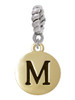 Capital Gold Tone Letter - M - Pebble Disc - Rope Charm Bead Dangle