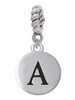 Capital Letter - A - Pebble Disc - Rope Charm Bead Dangle
