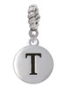 Capital Letter - T - Pebble Disc - Rope Charm Bead Dangle