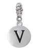 Capital Letter - V - Pebble Disc - Rope Charm Bead Dangle