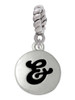 Capital Letter - & - Pebble Disc - Rope Charm Bead Dangle