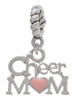 Cheer Mom with Pink Heart Rope Charm Bead Dangle