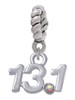 Half Marathon - 13.1 with Clear AB Crystal Rope Charm Bead Dangle