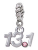 Half Marathon - 13.1 with Pink Crystal Rope Charm Bead Dangle
