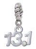 Half Marathon - 13.1 with Clear Crystal Rope Charm Bead Dangle