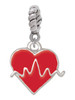 Heartbeat on Red Heart Rope Charm Bead Dangle