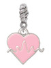 Heartbeat on Pink Heart Rope Charm Bead Dangle