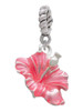 Hot Pink Hibiscus Flower Rope Charm Bead Dangle