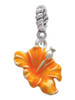 Hot Orange Hibiscus Flower Rope Charm Bead Dangle