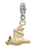 3-D Flying Gold Tone Bat with Crystals Rope Charm Bead Dangle