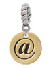 Gold Tone Disc 1/2'' - Symbol - At Sign - @ - Rope Charm Bead Dangle