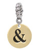 Gold Tone Disc 1/2'' - Symbol - Ampersand - & - Rope Charm Bead Dangle