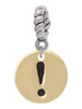 Gold Tone Disc 1/2'' - Symbol - Exclamation Point - ! - Rope Charm Bead Dangle