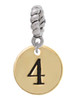 Gold Tone Disc 1/2'' Number - 4 - Rope Charm Bead Dangle