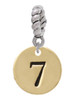 Gold Tone Disc 1/2'' Number - 7 - Rope Charm Bead Dangle