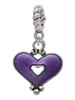 Hot Purple Enamel Heart with Cutout Rope Charm Bead Dangle
