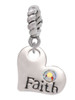 Faith Heart with AB Crystal Rope Charm Bead Dangle