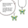 Large Lime Green & Blue Butterfly Rope Charm Bead Dangle
