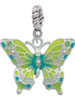 Large Lime Green & Blue Butterfly Rope Charm Bead Dangle
