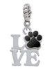 Love with Black Paw Rope Charm Bead Dangle