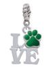 Love with Green Paw Rope Charm Bead Dangle