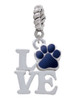 Love with Navy Blue Paw Rope Charm Bead Dangle