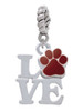 Love with Maroon Paw Rope Charm Bead Dangle