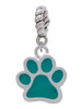 Medium Translucent Teal Paw Rope Charm Bead Dangle