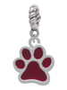 Medium Translucent Maroon Paw Rope Charm Bead Dangle
